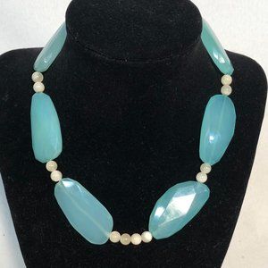 BLUE STONE/GLASS NECKLACE, beautiful, layer it?